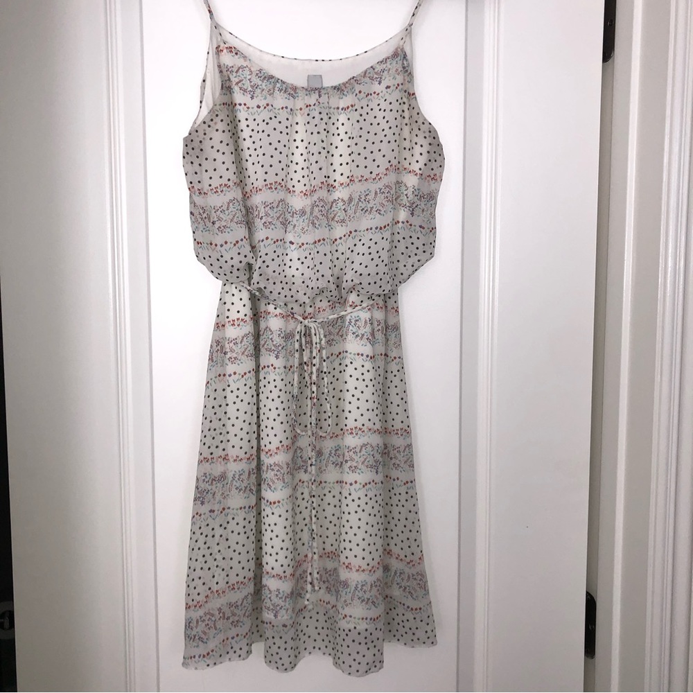 White Floral Print Short Chiffon Dress